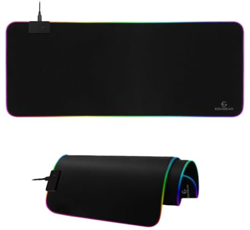 EgoGear - Tapis de Souris Gaming XL RGB en Tissu imperméable - Antidérapant - Surface Ultra-Lisse - 14 Modes d'éclairage