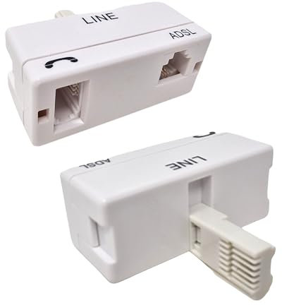 Electoys Microfilter for Phone Broadband ADSL Filter | BT Plug to RJ11 Connector | Phone Line Adapter | BT ADSL Filter Splitter - Telephone Adaptor | Modem Splitter | For Modem Telephone Fax