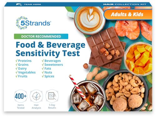 5Strands Food & Beverage Sensitivity Test, Hair Analysis Intolerance Test for Adults & Kids, 400+ Items Tested, at Home Food Intolerance Testing, Gut Health Check, Accurate Results in 5 Days