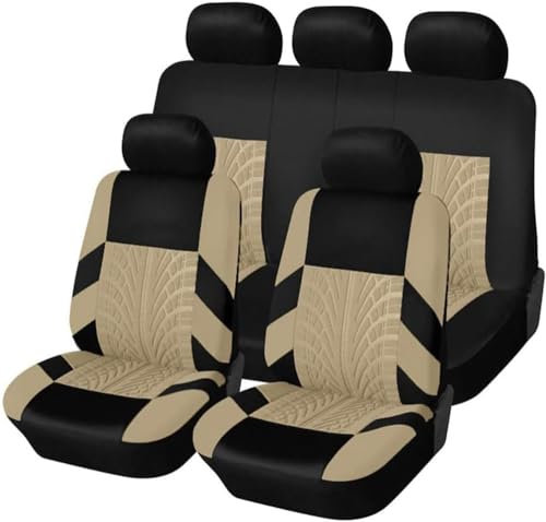 YoQIK Auto Sitzbezügesets für VW CC Golf 4 New Beetle Passat 2000 2001 2002 2023 2024,Vorne Hinten Auflagen Sitzschoner Komfortabel Verschleißfest Innenraum Autozubehör,Beige-3