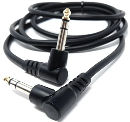 DRUT 2m 6.35mm 1/4 TRS Stereo Jack to Jack Plug, Dual Right Angle Patch | Cable Lead for Headphones Amplifiers, Music Instruments, Live Events, DJ 6.5ft