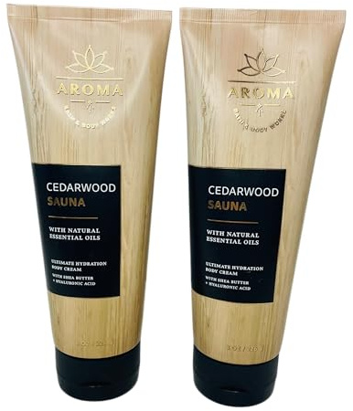 Bath & Body Works Eucalyptus Patchouli & Cedarwood Sauna Natural Essential Oils Body Cream 8 Ounces 2 Pack