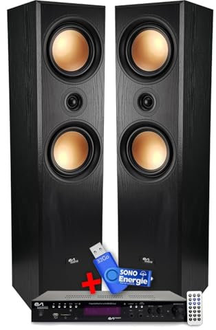 gef-roy Home-Cinéma - Evidence Acoustics EA-800-PG - 1000W PMPO - Colonnes HiFi 3 Voies Finition cuivre, Amplificateur USB SD Radio FM