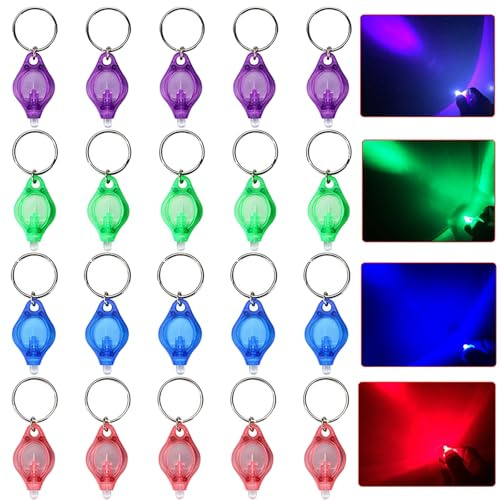 LIAISIMI LED UV nyckelring ficklampa mini LED nyckelring bärbar lampa nyckelring ficklampa svart ljus UV hund urin testare, 20 st röd + blå + grön + lila, Compact