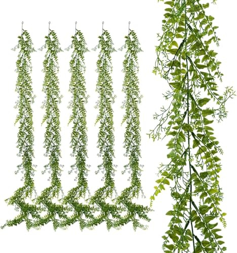 YVONNEYI 6 Stück Künstliche Blätter Girlande 1,7m Hängend Indoor Outdoor | Doppelte Blätterdichte, Wartungsfrei, Wetterfest, für Hochzeit, Balkon, Terrasse, Wand, Garten, Tischdeko