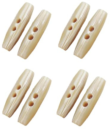 SHTGOI Knebelknöpfe 8 Stück Längliche Ovale Knöpfe 5cm HornKnöpfe mit Kunstharz 2 löcher Knöpfe mit Verschluss Doppelloch Knöpfe für Pullover Mantel Strickjacke Für DIY-Kleidung Nähzubehör (Khaki)