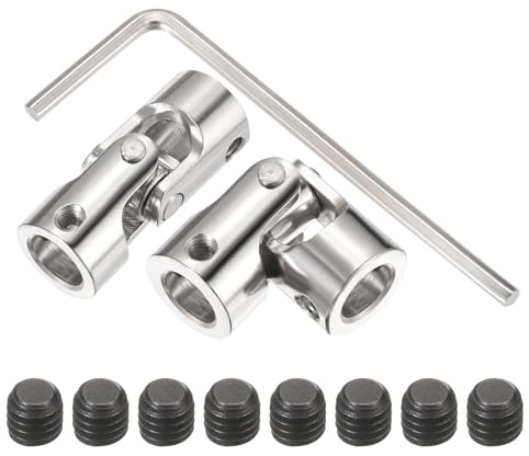 sourcing map 2Pcs 8mm to 8mm ID Steering Universal Joint Shaft Coupling,L35XD14 Metal 45°Degree Rotatable Joints Coupler with Screws Wrench Set for Model Car Ship Drive Shaft Motor Connection