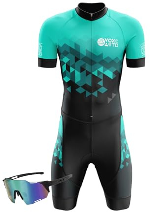 VOXCAUTQ 2025Traje de Triatlón Hombres,Conjunto de Traje de triatlón de Manga Corta para Hombre,Traje de Ciclismo de Secado rápido MTB Mono Racing