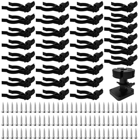 30 Stück Sockelleiste Küche, Küchensockel Befestigung Clips, Sockelleiste Küche Befestigung mit 90 Schrauben, Sockelleisten Clips Küche für 32-35mm Küchenfüße Schwarz