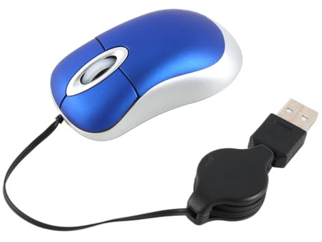 Nicear Reisemaus, Mini-Maus für Laptop, einziehbare kabelgebundene USB-Gaming-Maus in Blau für Computer-PC
