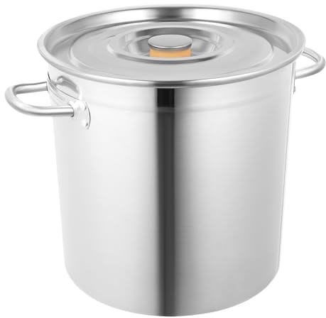 30 Quart 35L Commercial Grade Stockpot 201 Stainless Steel Stockpot Heavy-Duty Canning Pot Soup Pot Induction Pot with Lid and Riveted Handles for Soup Seafood Stock Canning Silver