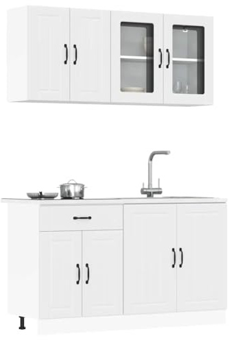 Emmtore 4-TLG. Küchenschrank-Set Sonoma Holzwerkstoff，Küchenschrank, Kompaktküche,Weiß