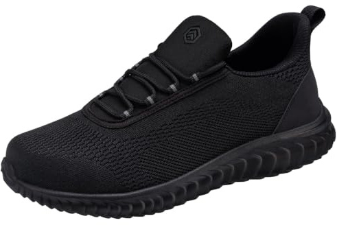 LARNMERN Chaussures de Sécurité Hommes Slip on Legere Baskets de Travail Chaussure de Chantier de Protection 51666 (41 Hommes, Noir)