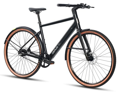 DERUIZ Turmali E Bike Herren Damen 52-58Rh mit Gates Carbon Drive Riemenantrieb,28 Zoll Elektrofahrrad, 36V Leichtes Ebike 17.8Kg,