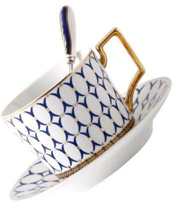 VICASKY Tazzine da in Porcellana Bone China con Piattino e Bar per Cappuccino Espresso e Latte Regalo Completo per Occasione Speciale