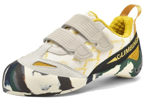 ZHENSI Klätterskor Barn Herr Dam Nybörjare Bouldering Sneakers för inomhusgym Sport,Beige,43 EU