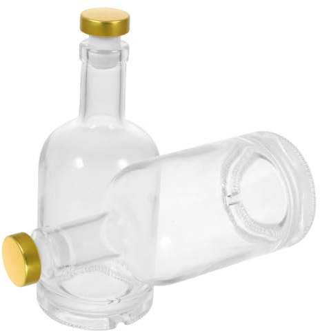 Sosoport 2pezzi Bottiglia Di Vetro Trasparente Spesso Per Vino Liquore Alla Vodka o Whisky Apertura Allargata Fondo Vite Stabile