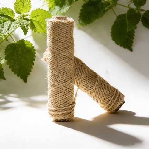 Euboer Jute Twine 50m x 2Pcs, 2mm Brown Garden Twine, Natural Brown Jute String Twine for Crafting, Gardening Use, Decoration, Gift Wrapping (2mmx100m)
