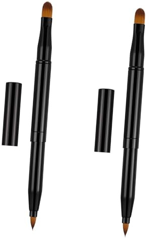 Pinceau Maquillage Double Tête Rétractable Noir, Lot de 2 Pièces