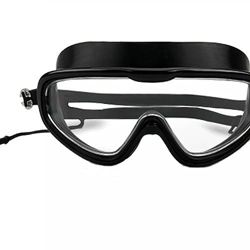 SPYMINNPOO Occhialini da Nuoto con Montatura Grande, Impermeabili, Antiappannamento, Ad Alta Definizione, per Adulti, Uomini e Donne (BLACK)