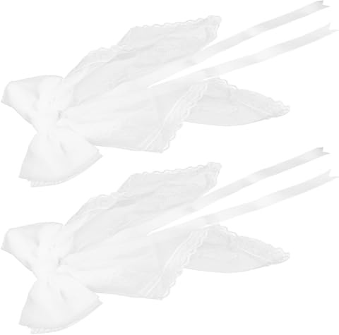 DECOMELODY 2 Piezas Alzapaños de Cortina Blancos con Lazo para Bodas Accesorios de Encaje Pequeños de Decoración Elegante para Hogar y Eventos