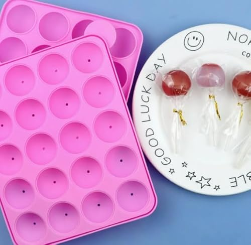 Silicone Cake Pop Mold, 20 Cavities Cake Pop Mould with 100PCS Treat Sticks, Bags and Twist Ties, Chocolate Lolly Moulds, for Hard Candy, Chocolate, Jelly, Lollipop Mold