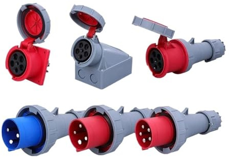 1 pz 63A 125A IP67 Spina e presa industriale 3P/4P/5P Connettore elettrico Presa a parete 220V 380V MASCHIO FEMMINA(Plug,125A,4P)