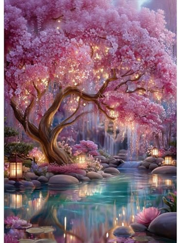 Sanjee Tree Diamond Art Painting Kits Landscapes for Adults, 30x40CM | Diamond Dot Painting, DIY 5D Round Full Drill Crystal Gem Art, Craft Gift, Home Wall Decor, Relaxing Project