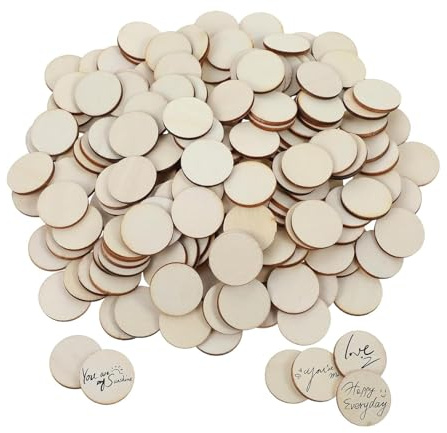 PacuM 200 Pièces Disques Ronds en Bois Brut de 2,5 cm Petits Disques Pour Projets Scolaires Rondin de Bois Naturel Non Traité pour Peinture Loisirs Créatifs Ornements Plaques