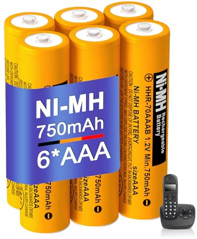 BENNTOP 6 Stück NI-MH AAA Akku Wiederaufladbare 750mAh 1.2V für Panasonic, | HHR-70AAAB AAA NIMH Batterien für Panasonic Gigaset BT schnurlose Telefone