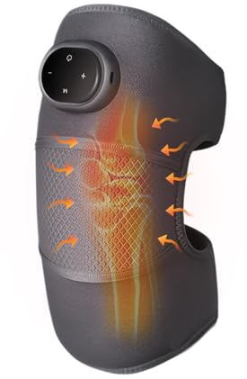 Masajeador de rodilla inalámbrico para aliviar el dolor articular, rodillera térmica 3 en 1 con vibración de 3 intensidades y control de temperatura, almohadillas de calor para relajación de rodilla