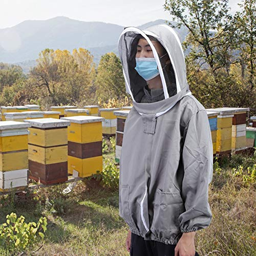 KUIDAMOS Biodling Skyddsslöja Jacka Smock Dubbla Dragkedjor Som Effektivt Skyddar Bidräkt för Biodlartillbehör Grå Polyester Bomull Genomsnittlig Storlek
