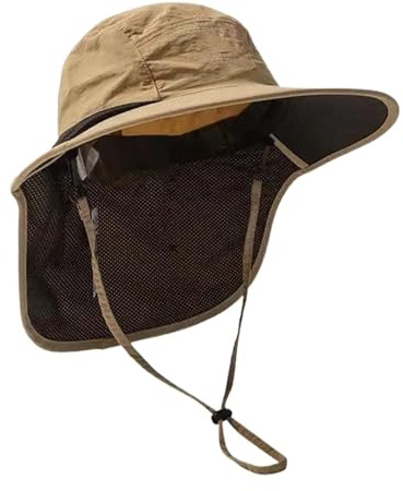 Sombrero de cubo de protección solar, solapa ajustable para el cuello, 56 – 58 cm, material transpirable para exteriores, equipo de pesca de senderismo, protección UV, protección solar de poliéster