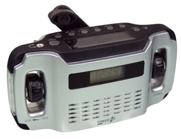 Powerplus Lynx tragbares Solarradio Dynamoradio mit integrierter Taschenlampe und Handyladefunktion Silber