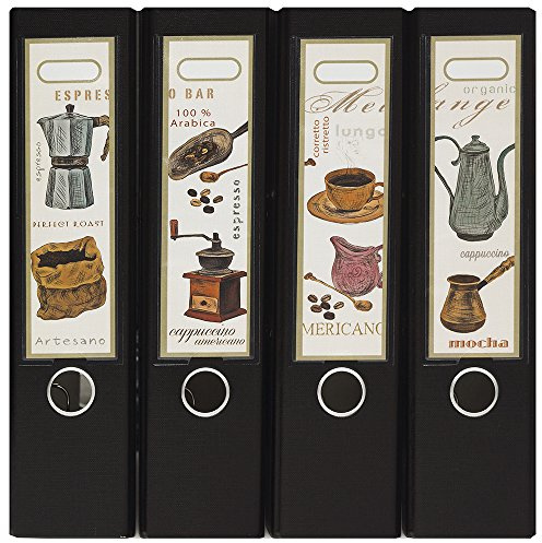 Design Ordner-Rückenschilder zum Einstecken - Motiv Espresso bar - für breite Din A4-Ordner, original von File Art und a-m-w-shop