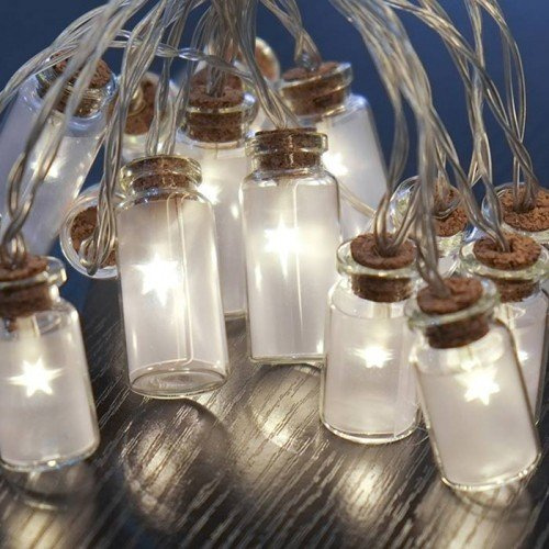 Noma 16 Battery Powered Vintage Miniature Frosted Jar String Lights