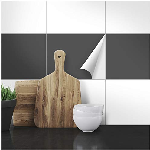 Wandkings Fliesenaufkleber - Wähle eine Farbe & Größe - Dunkelgrau Seidenmatt - 19,5 x 24,5 cm - 20 Stück für Fliesen in Küche, Bad & mehr