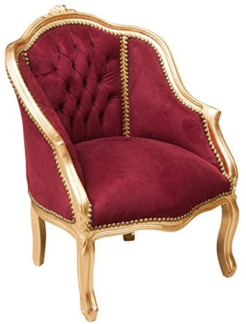 Biscottini Silla Luis XVI 80x63x57 cm | Butacas para Dormitorio | Sillon Barroco | Silla Antigua | Sillon orejero Vintage Antiguo