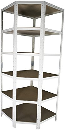 Shelf Creations Basic Eckregal Stecksystem 180x80x50cm in weiß 6 Böden für Schwerlastregale mit 80cm Tiefe: Ideale Ergänzung durch Ausnutzung der Ecken Metallregalv Kellerregal Lagerregal Garagenregal