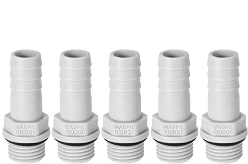 sourcing map PVC Barb Hose Fitting Connector Adapter 10mm or 25/64 Barbed x 1/4 G Male Pipe 5pcs