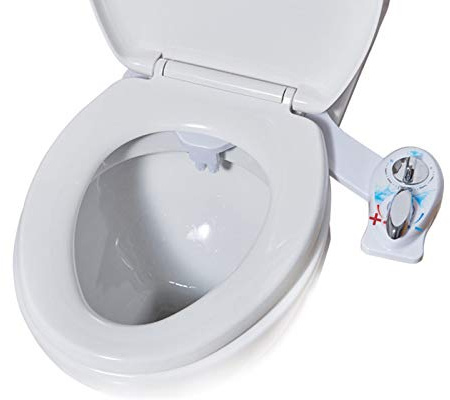 Kit Douchette Bidet Pour WC, Bidet WC Douchette Main Gauche, Avec Buse Double Autonettoyante Chaud Et Froid, ContrôLe De La TempéRature De L'eau, Pour Toilette Intime Pulvérisateur D'Eau