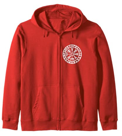 Vegvisir Wikinger Kompass Rune Schutz Symbol Kelten Nordisch Kapuzenjacke