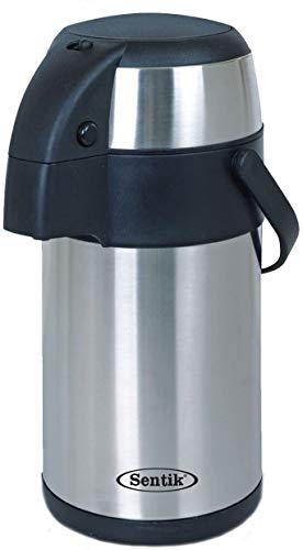 3 or 5 Litre Stainless Steel Unbreakable Pump Action Airpot Tea Coffee, Suitable for Hot and Cold Drinks or Soups with Carry Handle Anti Spillage Highly Durable and Compact (3 Litre)