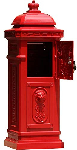 Mailboxs Briefkasten Anthrazit Der Briefkasten Des Gerichts Mit Großer Kapazität, Gartenboden Sicherheit Briefkasten, Regenfeste Briefkastenstatue Im Freien ( Color : Red , Size : 35*34*102cm )