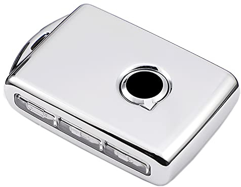 Arruweer Key Fob Cover for Volvo Full Protection Soft TPU Smart Key Case Holder Fits for 2017 2018 2019 2020 2021 Volvo XC40 XC60 XC90 S90 V90 Keyless Entry Remote (Silver)