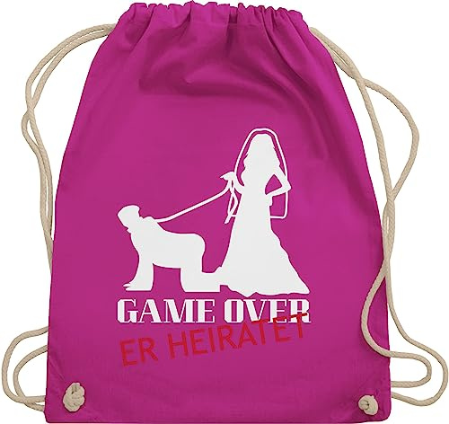 Turnbeutel Rucksack - JGA Junggesellenabschied Männer - Game Over - Er Heiratet - Unisize - Fuchsia - polter rucksäcke jungesellenabschied groom beutel outfit jungesselnabschied bräutigam tasche