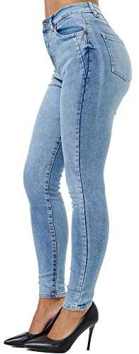 Tazzio F107 Jean stretch pour femme, taille haute, coupe skinny, bleu clair, 40