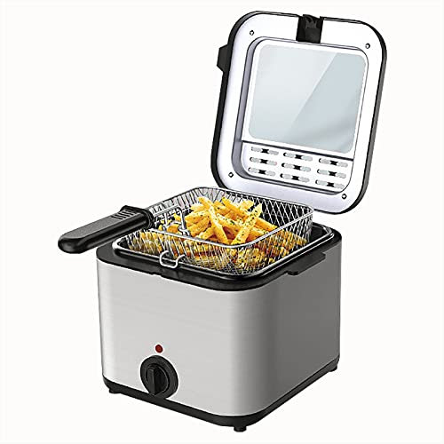 GETZ 2.5L Deep Fat Fryer, 1000W Compact Deep Fryer with Temperature Control, Stainless Steel Basket And Viewing Window, Non-Stick Oil Tank