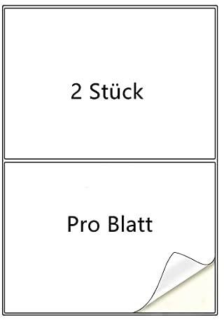 Alitade 50 Blatt Universal A4 Aufkleber Etiketten Selbstklebend Adressetiketten 2 Stück pro Blatt -(210x 148mm, 100 Etiketten), Geeignet für Tintenstrahl- und Laserdruckern