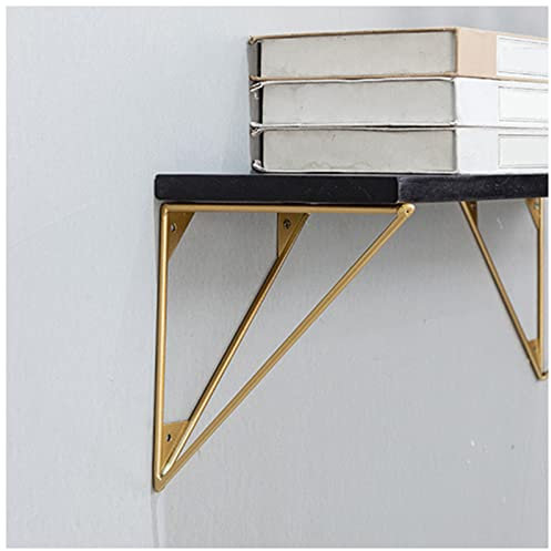 Regalträger Schwimmend, Wandmontierter Regalhalterungen, Schwerlast-regalwinkel, 90-Grad-dreieck-regalkonsole, 1 Satz Mit 2 Regal Unterstützung, Maximale Tragfähigkeit 60 Kg,Gold-15cm/5.9in